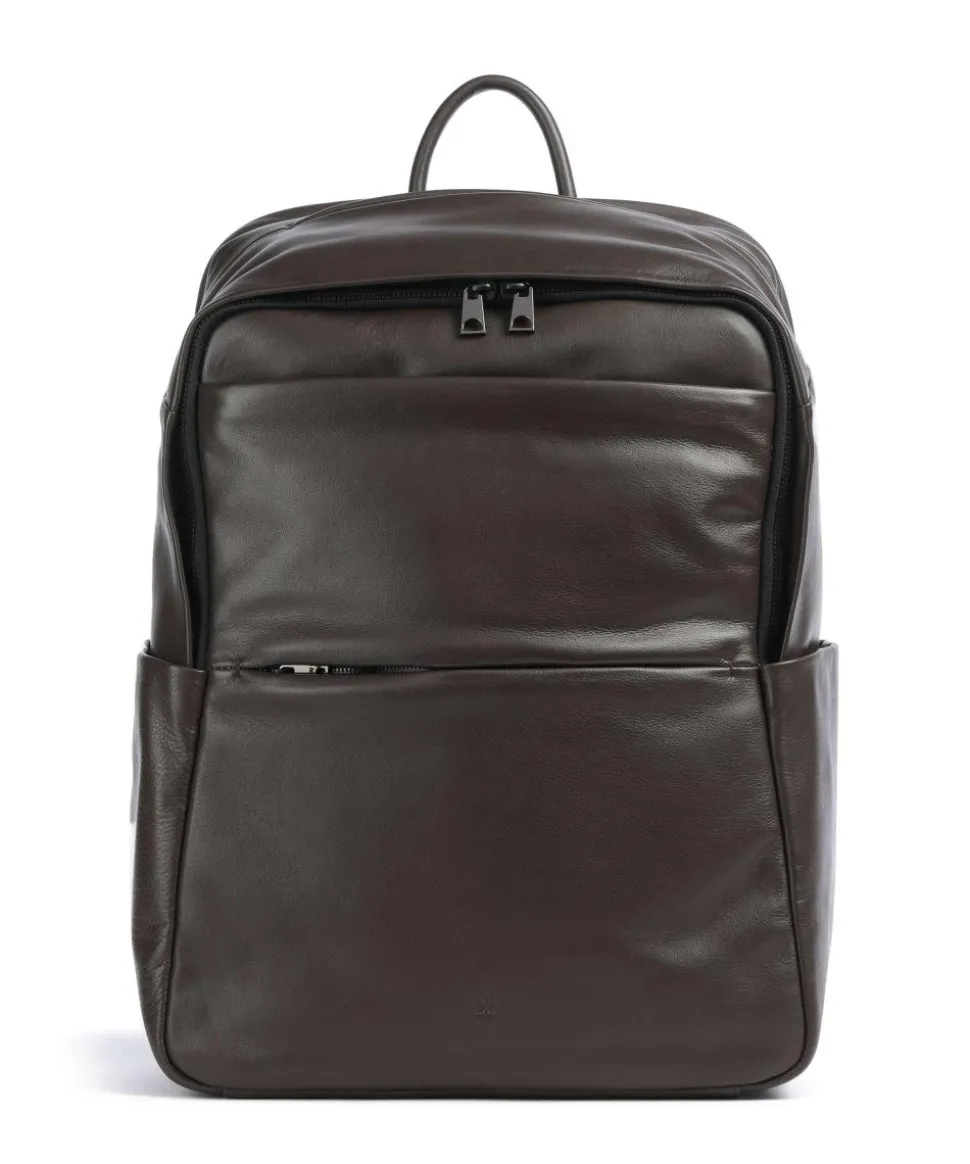 Sydney Laptop-Rucksack 15″ genarbtes Kalbsleder dunkelbraun