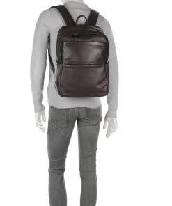Sydney Laptop-Rucksack 15″ genarbtes Kalbsleder dunkelbraun