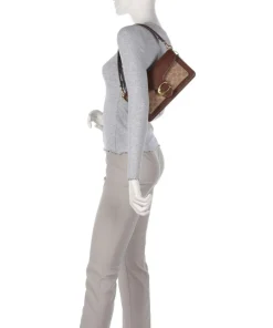 Tabby 26 Schultertasche Canvas, Kalbsleder dunkelbraun