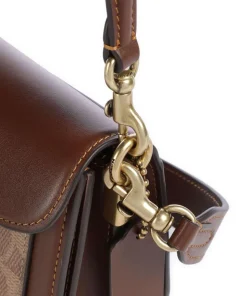 Tabby 20 Schultertasche fein genarbtes Rindsleder, Canvas dunkelbraun