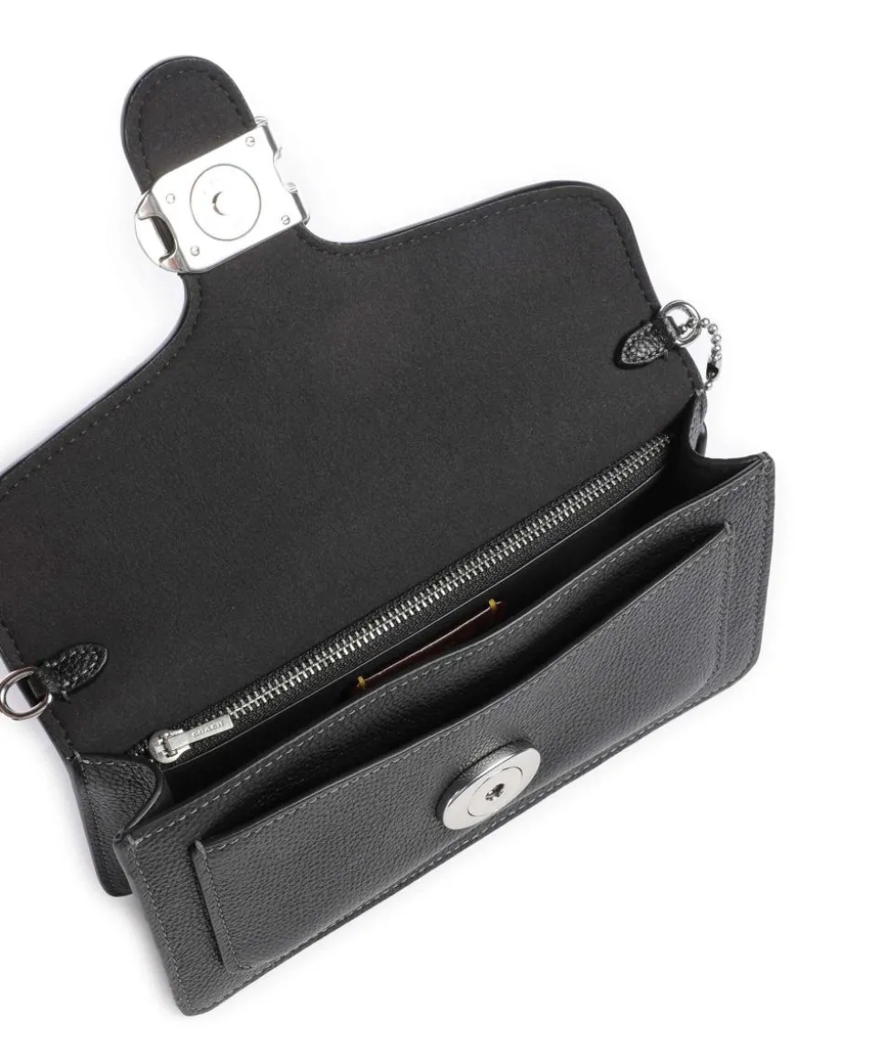 Tabby Chain Umhängetasche genarbtes Leder schwarz