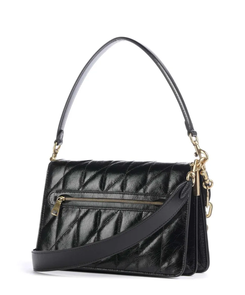 Tabby Quilted Glazed Schultertasche fein genarbtes Leder schwarz
