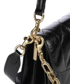 Tabby Quilted Glazed Schultertasche fein genarbtes Leder schwarz