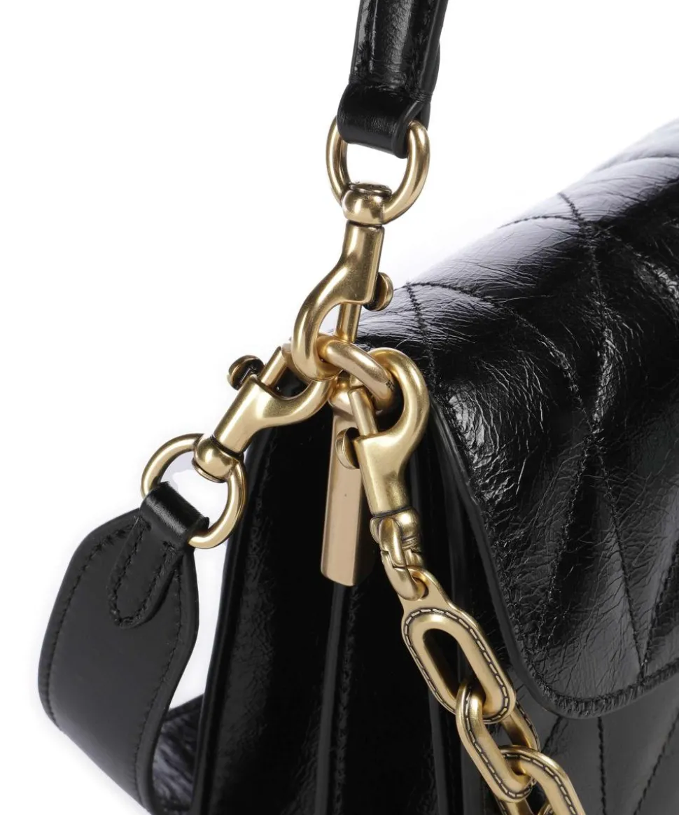 Tabby Quilted Glazed Schultertasche fein genarbtes Leder schwarz