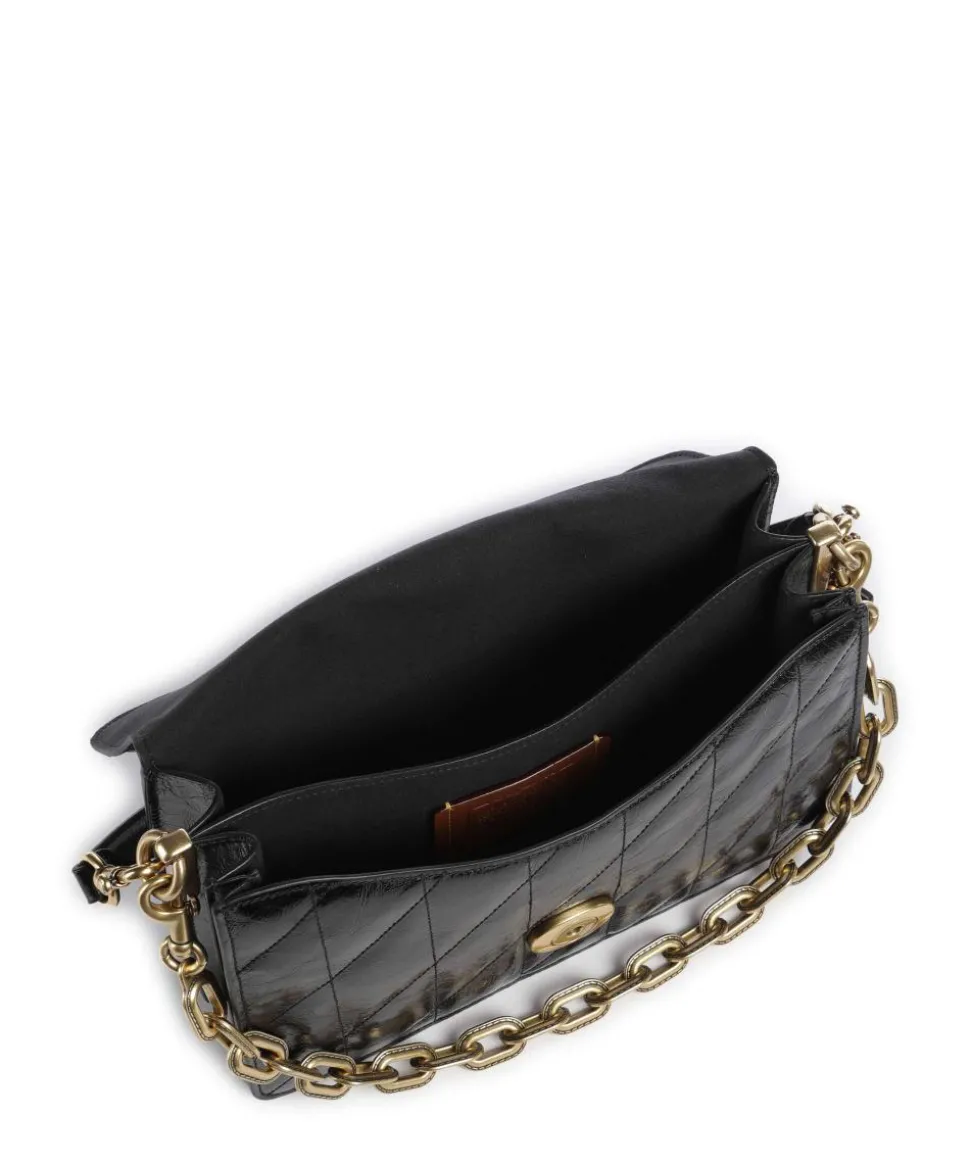 Tabby Quilted Glazed Schultertasche fein genarbtes Leder schwarz