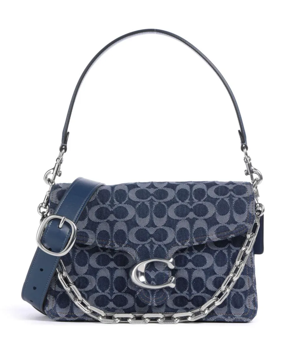 Tabby Signature Chain Schultertasche Baumwolle dunkelblau