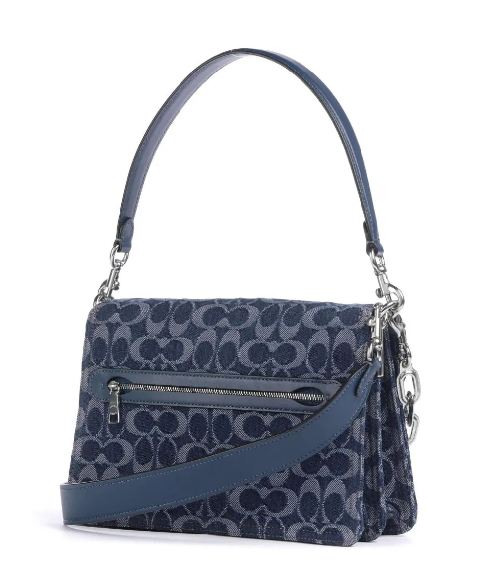 Tabby Signature Chain Schultertasche Baumwolle dunkelblau