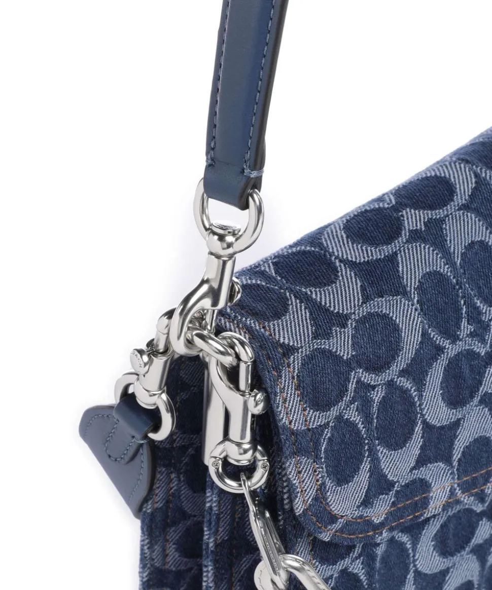 Tabby Signature Chain Schultertasche Baumwolle dunkelblau