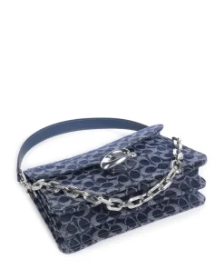 Tabby Signature Chain Schultertasche Baumwolle dunkelblau