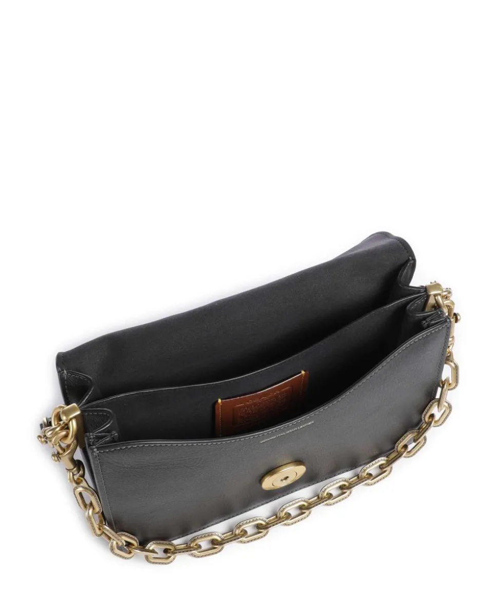 Tabby Soft Chain Schultertasche fein genarbtes Leder schwarz