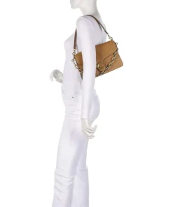 Tabby Soft Chain Schultertasche fein genarbtes Leder hellbraun