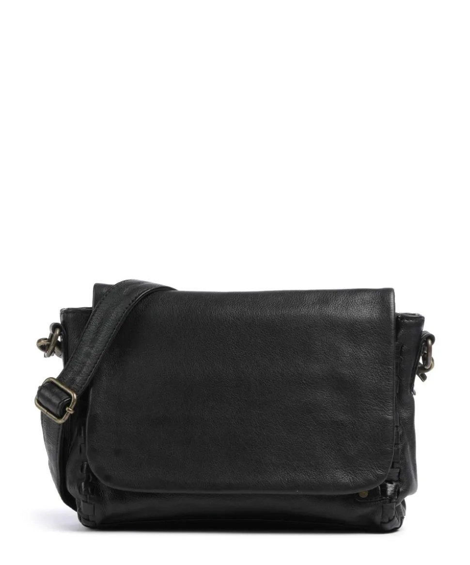 Tailors Stitch Kuriertasche genarbtes Rindsleder schwarz
