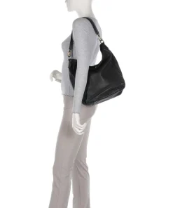 Tailors Stitch Schultertasche genarbtes Leder schwarz