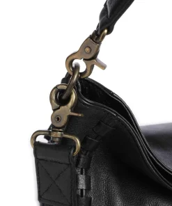 Tailors Stitch Schultertasche genarbtes Leder schwarz