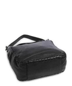 Tailors Stitch Schultertasche genarbtes Leder schwarz
