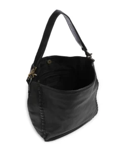 Tailors Stitch Schultertasche genarbtes Leder schwarz