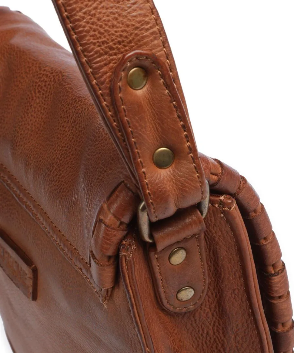 Tailors Stitch Umhängetasche genarbtes Rindsleder cognac
