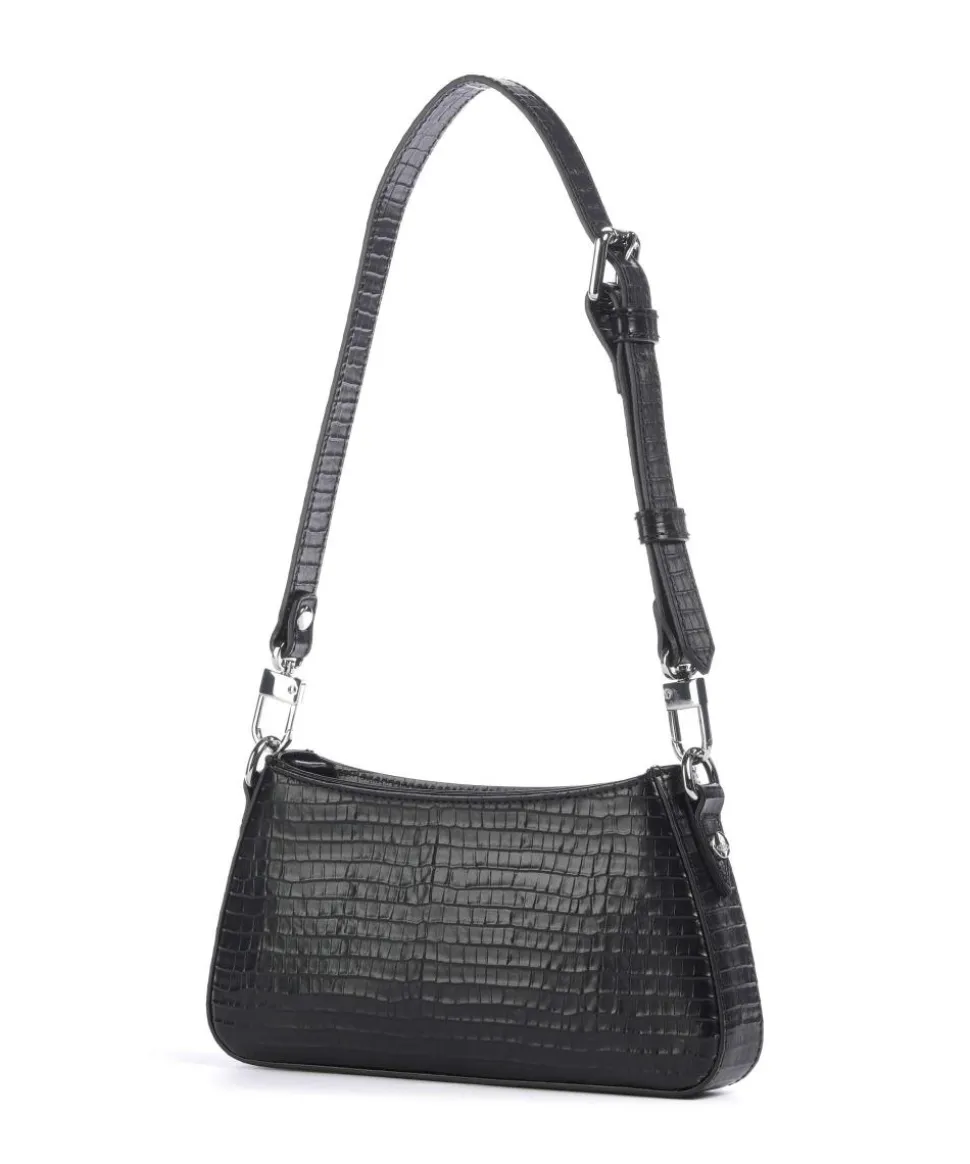 Tasha Embossed Croc Mini Schultertasche geprägtes Kalbsleder schwarz