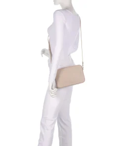 Tebe Schultertasche genarbtes Rindsleder beige