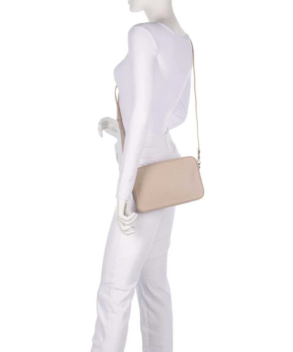 Tebe Schultertasche genarbtes Rindsleder beige