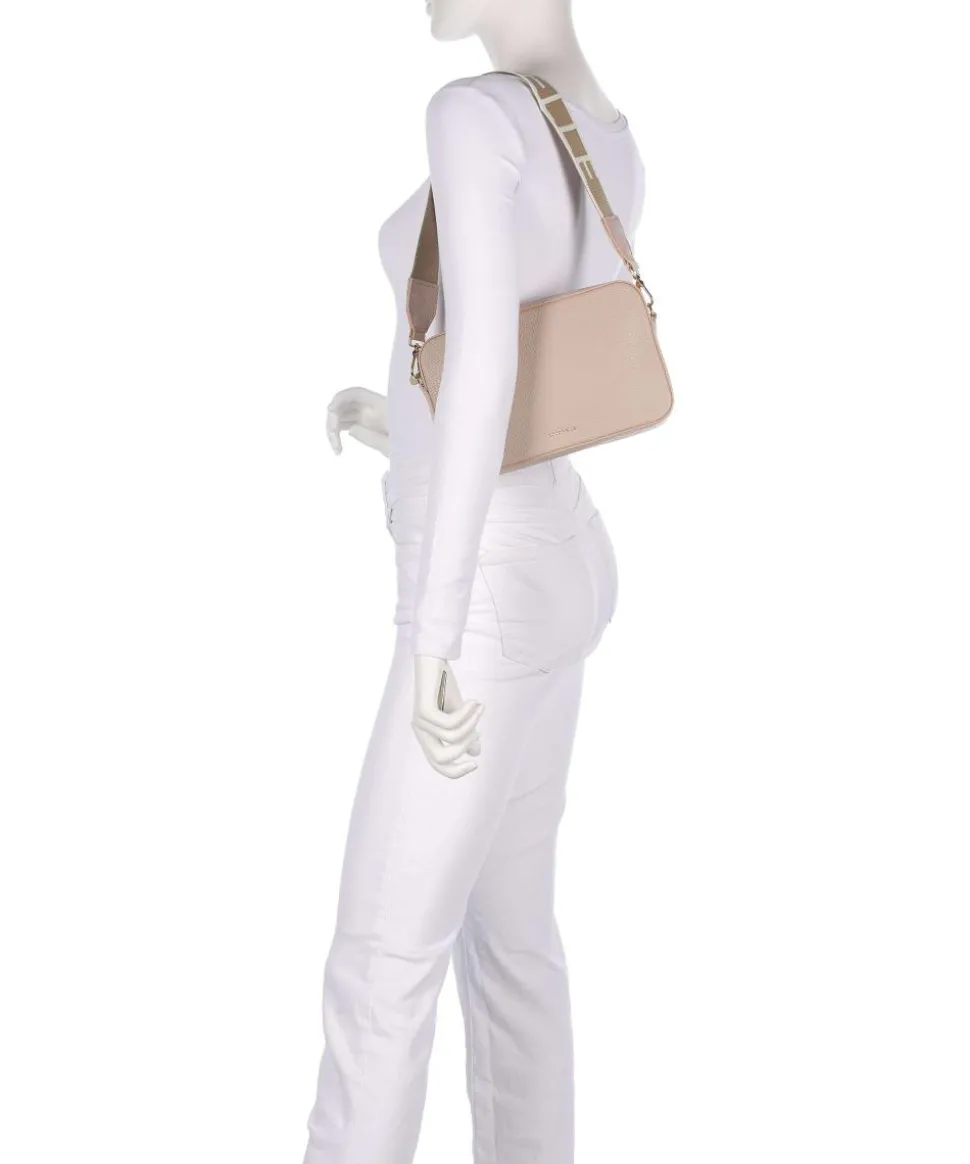 Tebe Schultertasche genarbtes Rindsleder beige