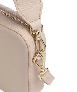 Tebe Schultertasche genarbtes Rindsleder beige