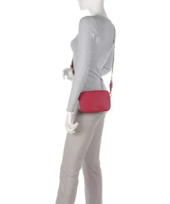 Tebe Umhängetasche genarbtes Leder rot