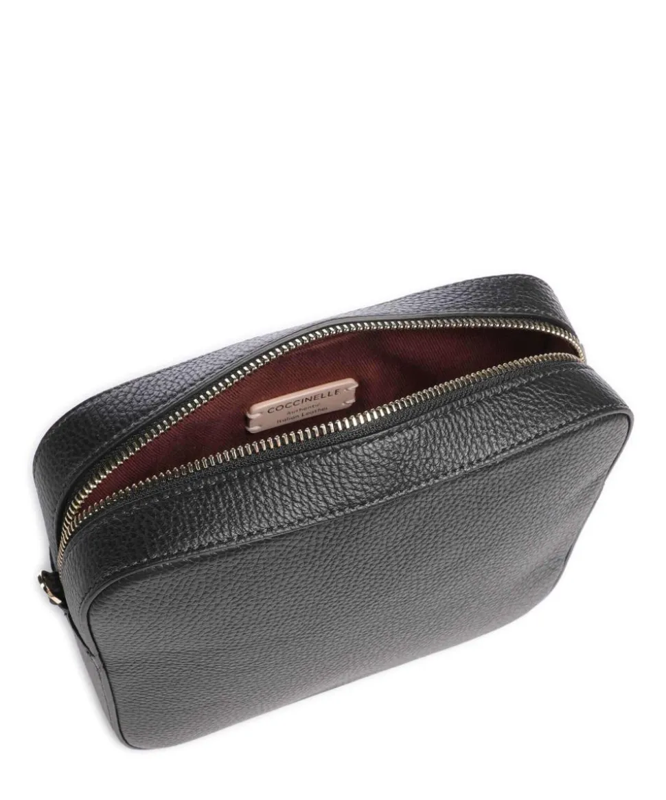 Tebe Umhängetasche genarbtes Leder schwarz