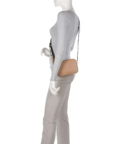 Tebe Umhängetasche genarbtes Leder hellbraun