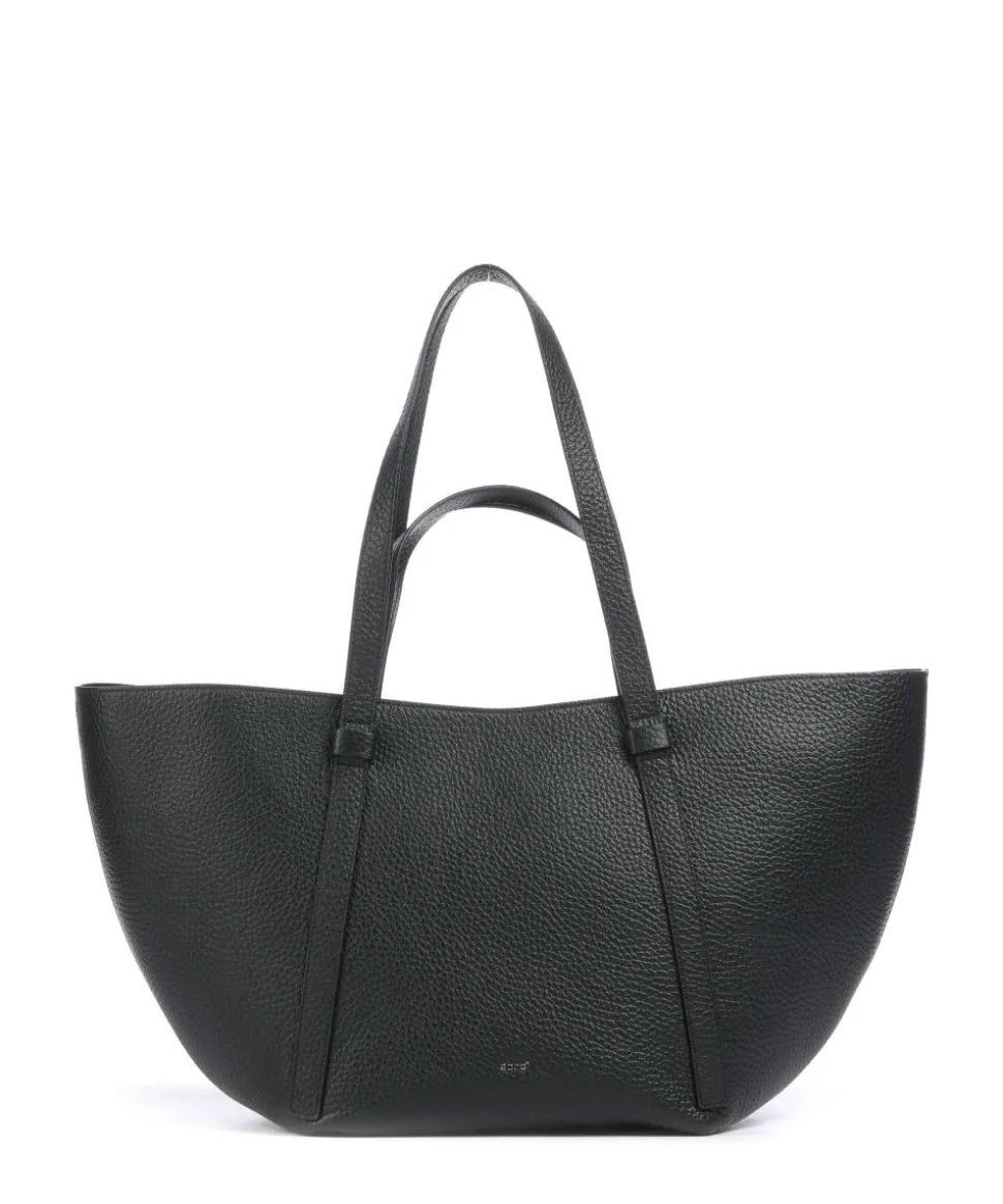 Tekla Cosmo Shopper genarbtes Rindsleder schwarz