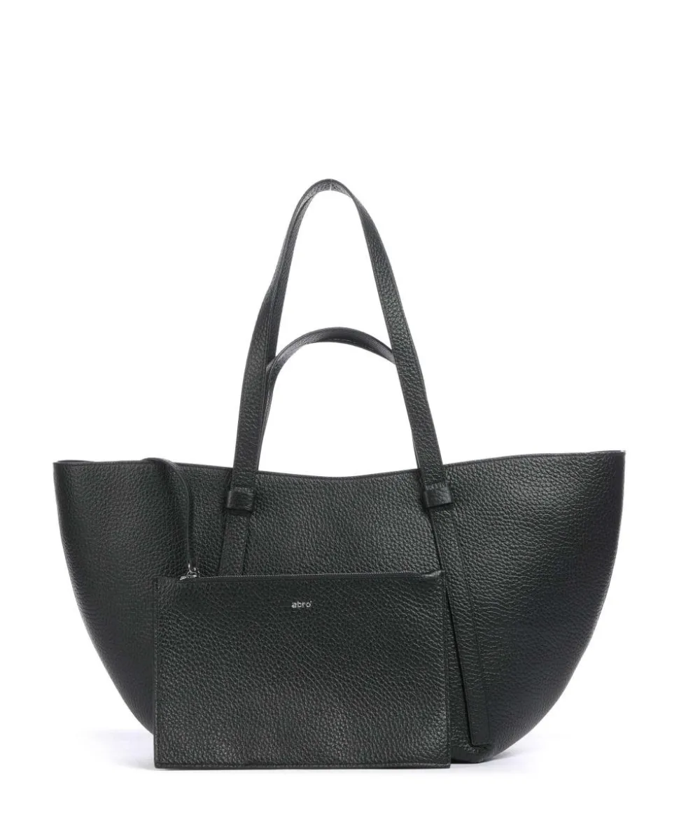 Tekla Cosmo Shopper genarbtes Rindsleder schwarz