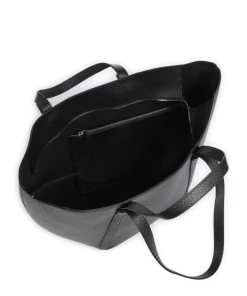 Tekla Cosmo Shopper genarbtes Rindsleder schwarz