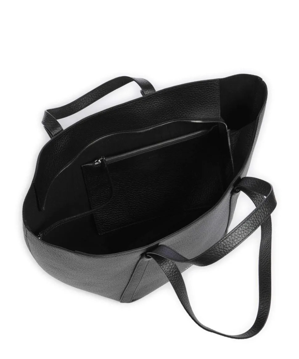 Tekla Cosmo Shopper genarbtes Rindsleder schwarz