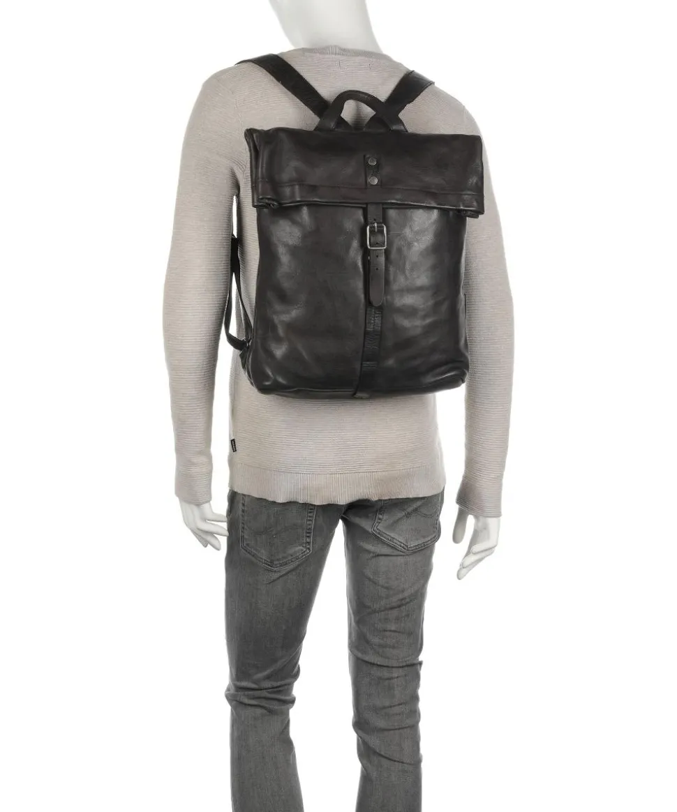 The Barber Shop The Sparrow pure Rolltop Rucksack 15″ genarbtes Rindsleder dunkelbraun