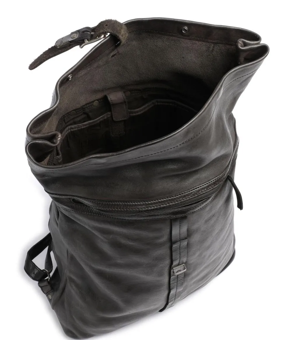 The Barber Shop The Sparrow pure Rolltop Rucksack 15″ genarbtes Rindsleder dunkelbraun