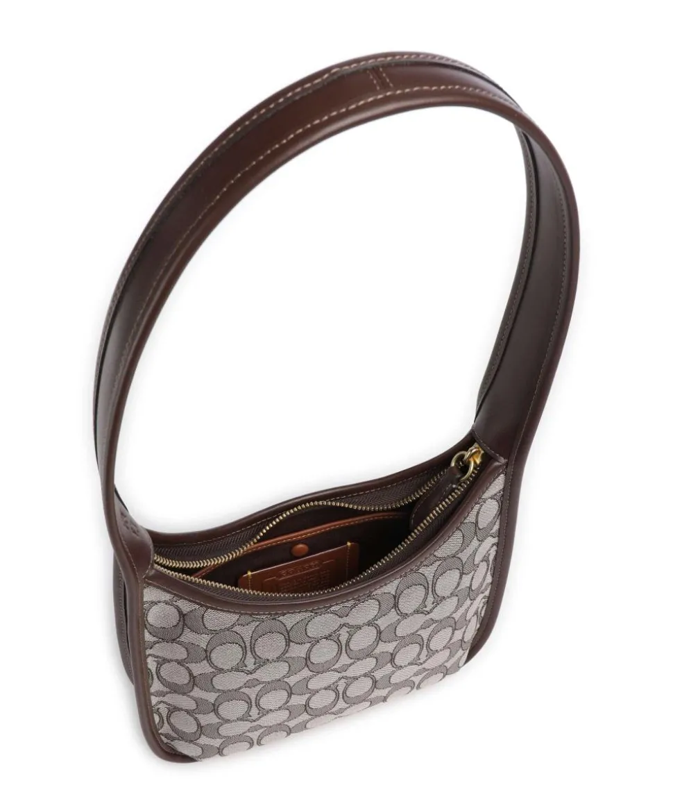 The Coach Originals Curve Signature Jacquard Schultertasche Canvas dunkelbraun