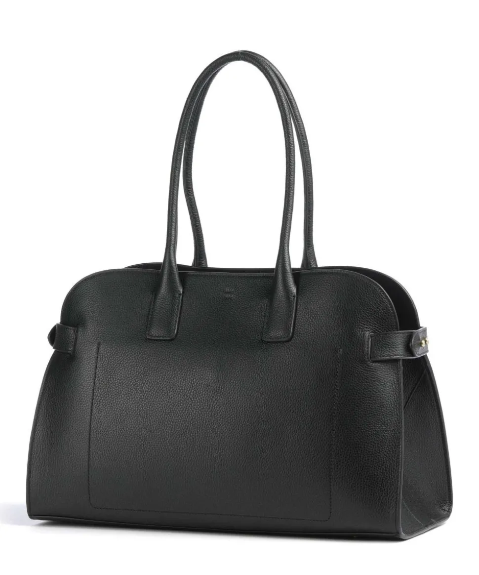 The Rathbone Shopper genarbtes Rindsleder schwarz