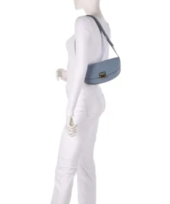 Toa Schultertasche fein genarbtes Kalbsleder blaugrau