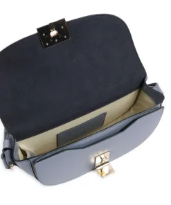 Toa Schultertasche fein genarbtes Kalbsleder blaugrau