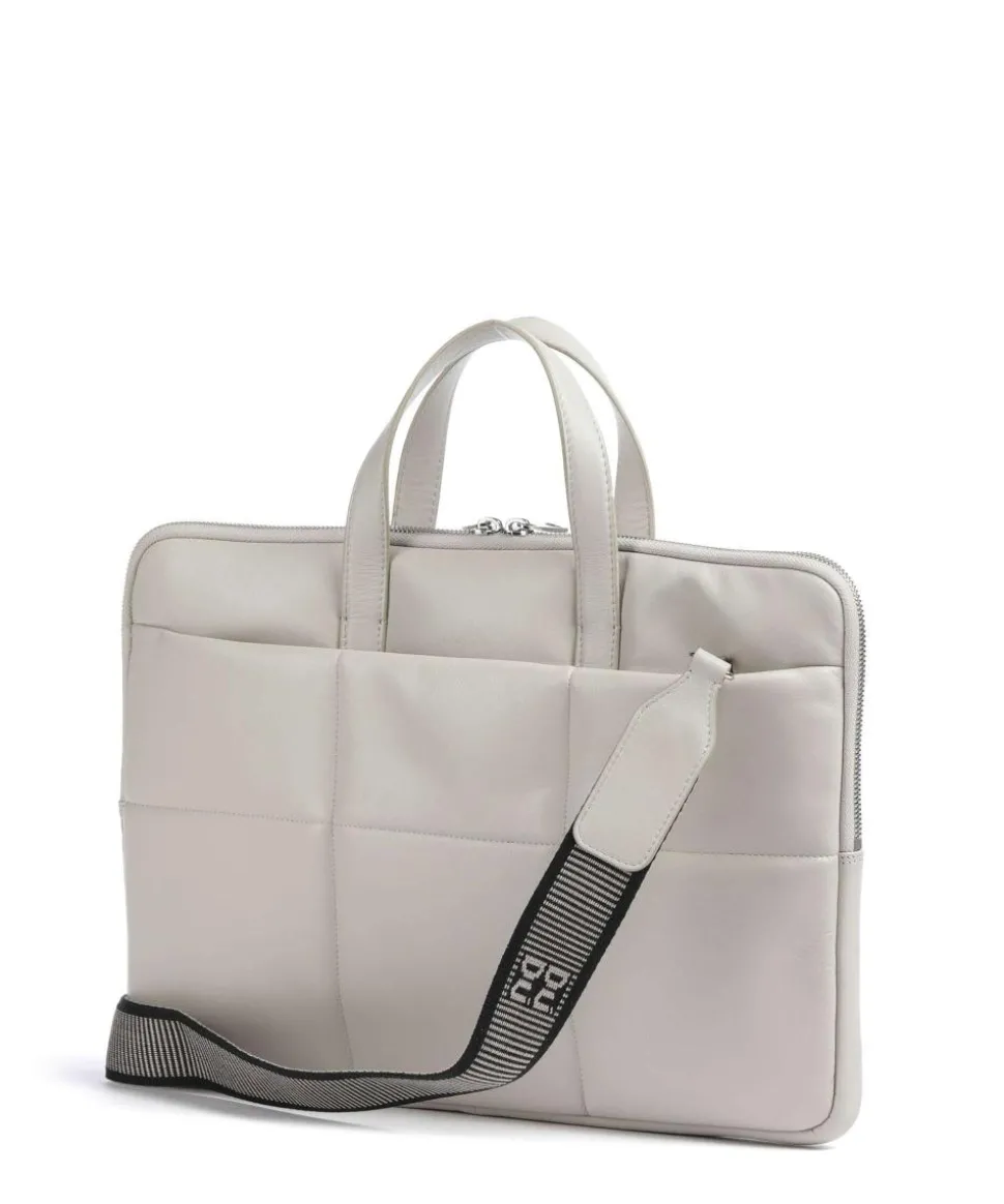 Togean Aktentasche 13″ fein genarbtes Leder hellgrau