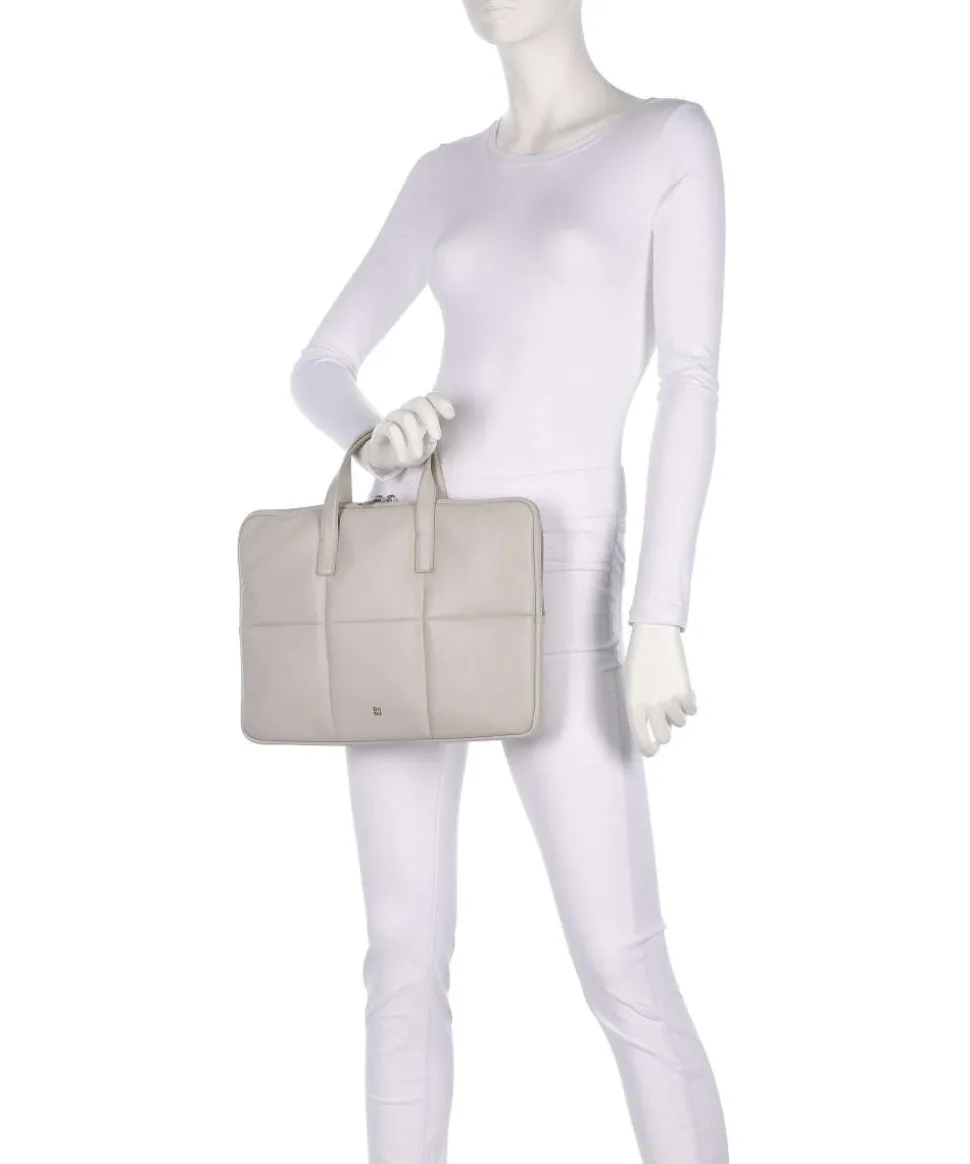 Togean Aktentasche 13″ fein genarbtes Leder hellgrau