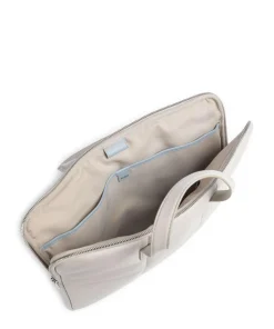 Togean Aktentasche 13″ fein genarbtes Leder hellgrau