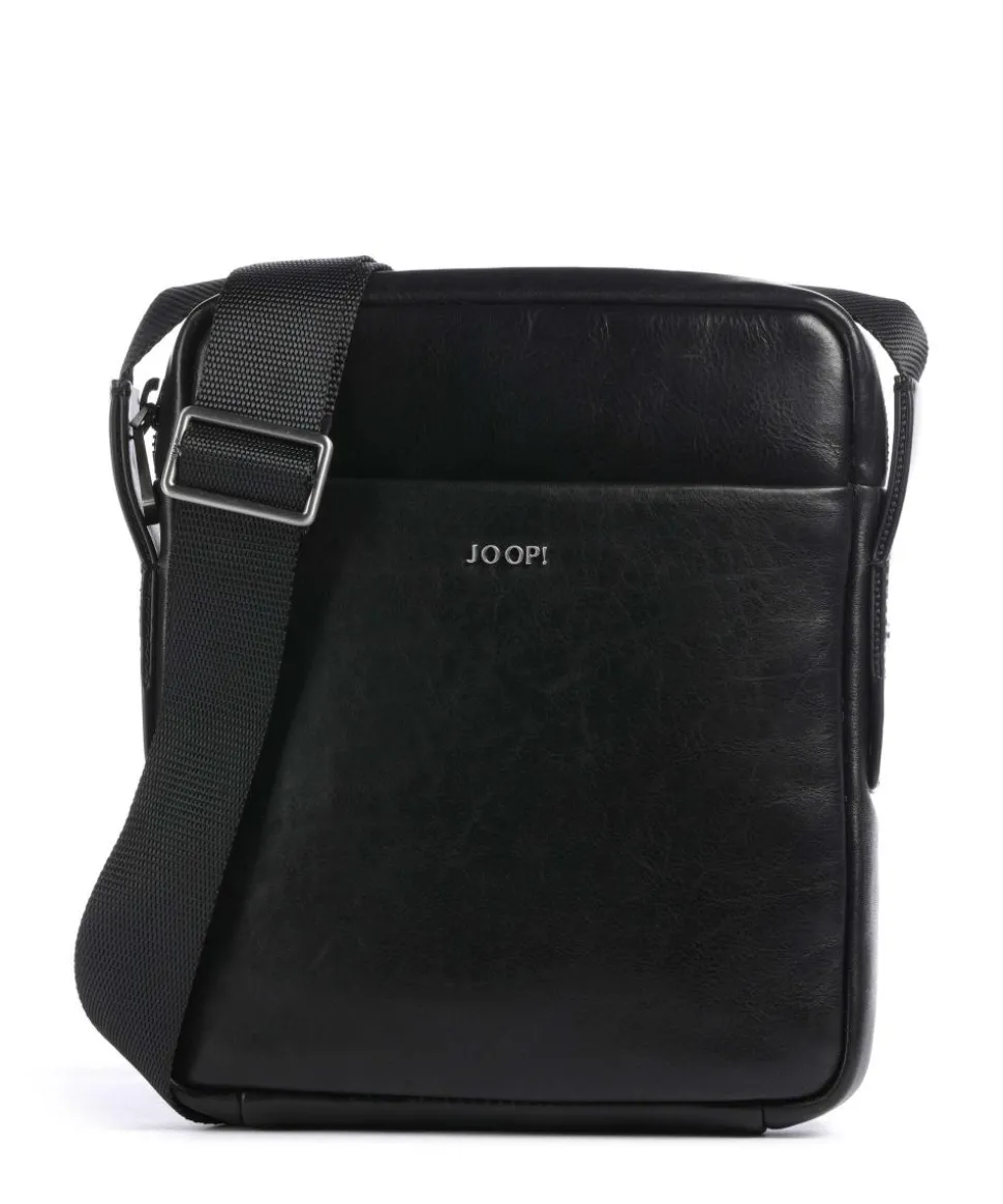 Treviso Remus Umhängetasche fein genarbtes Rindsleder schwarz