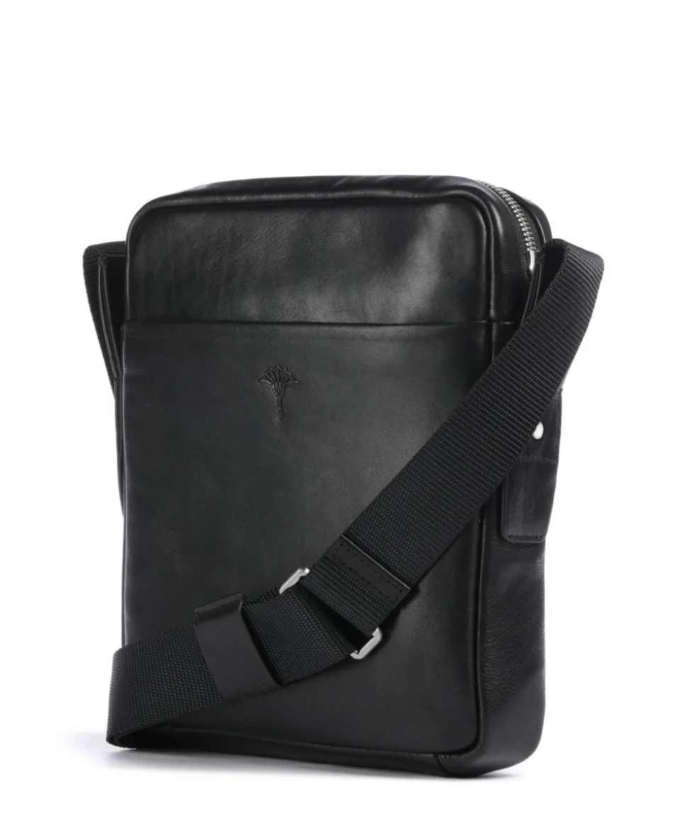 Treviso Remus Umhängetasche fein genarbtes Rindsleder schwarz