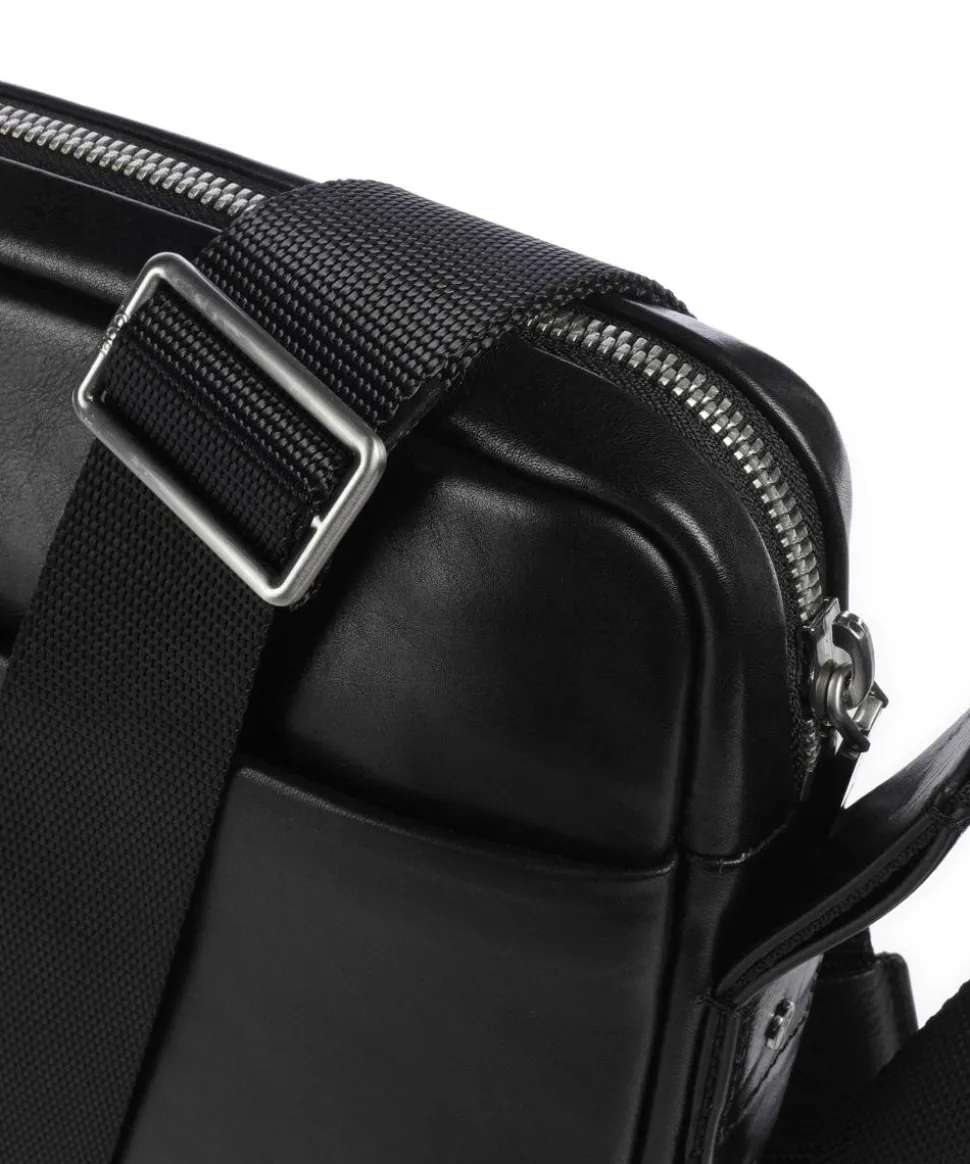 Treviso Remus Umhängetasche fein genarbtes Rindsleder schwarz