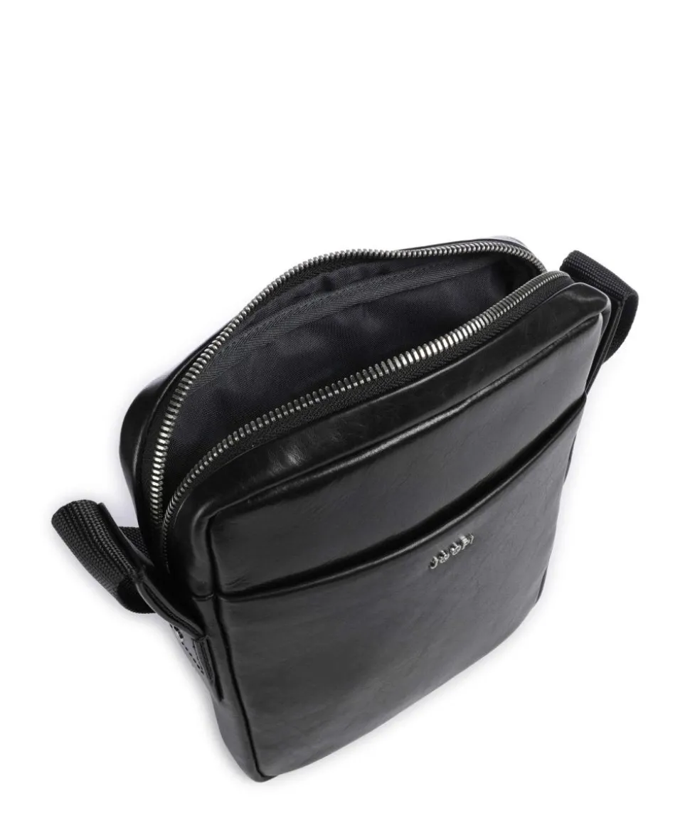 Treviso Remus Umhängetasche fein genarbtes Rindsleder schwarz