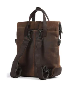 Twister Rolltop Rucksack 13″ Leder, Baumwolle braun