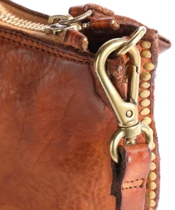 Umhängetasche fein genarbtes Leder cognac