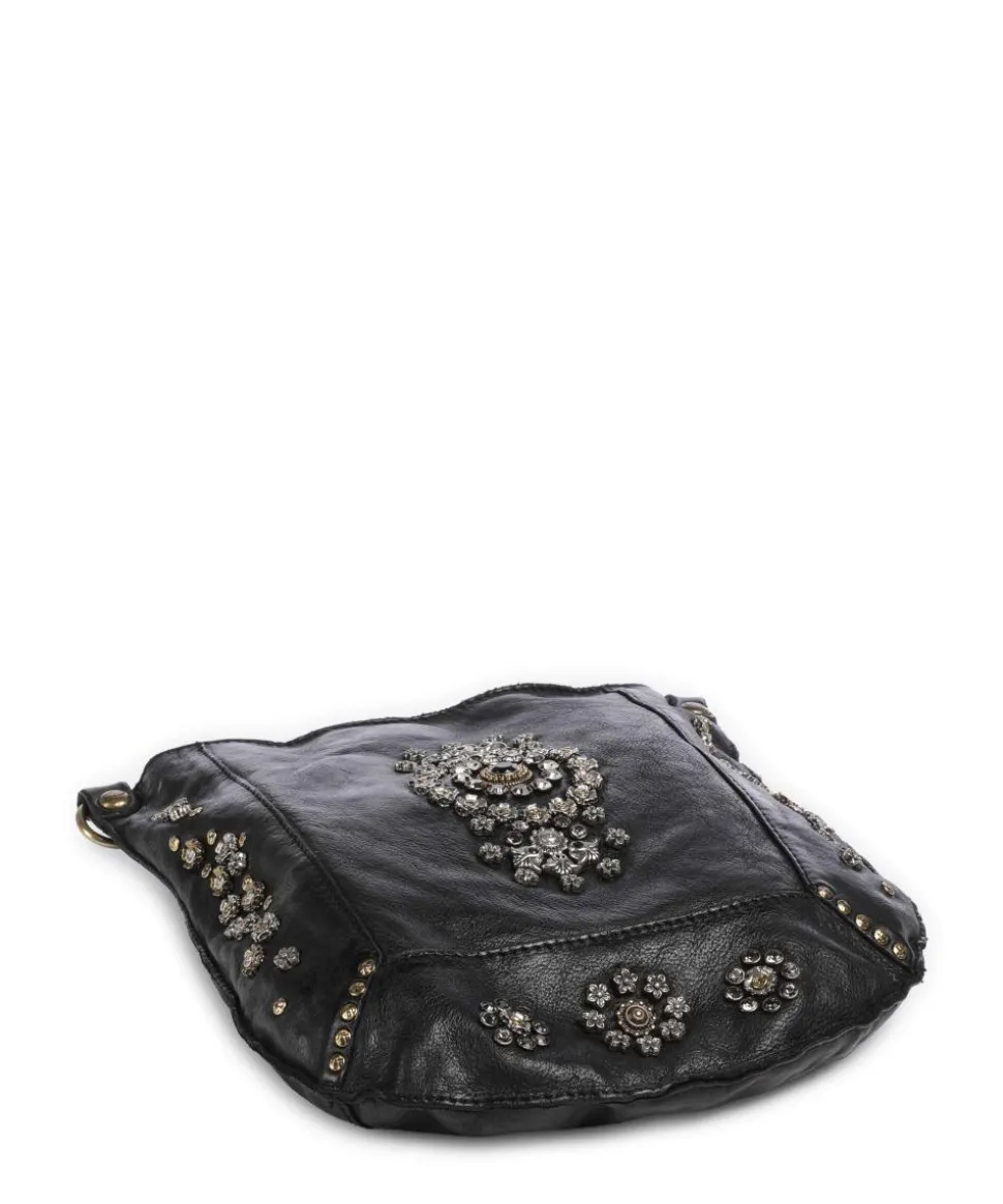 Umhängetasche fein genarbtes Rindsleder schwarz