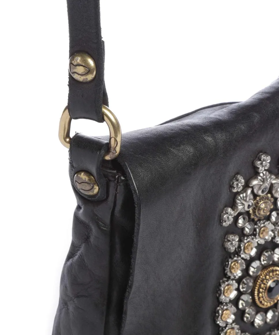 Umhängetasche fein genarbtes Rindsleder schwarz